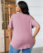 Plus Size Cold-Shoulder Round Neck Curved Hem Tee - Body By J'ne