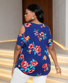 Plus Size Cold-Shoulder Round Neck Curved Hem Tee - Body By J'ne