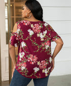 Plus Size Cold-Shoulder Round Neck Curved Hem Tee - Body By J'ne