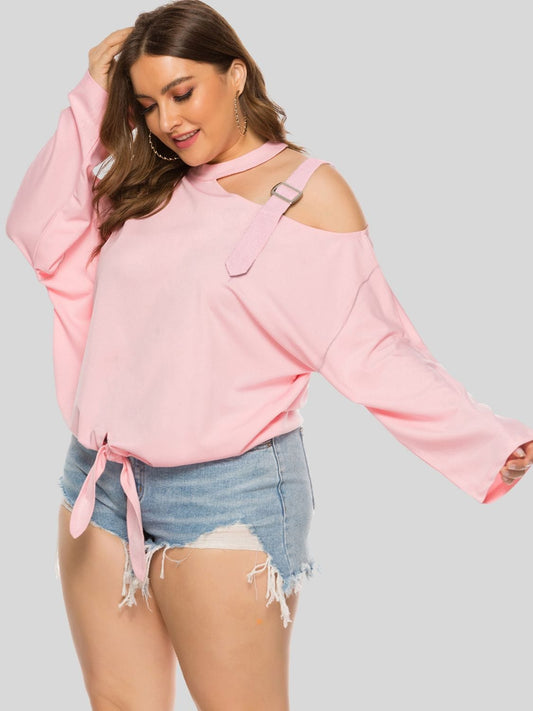 Plus Size Cold-Shoulder Tied Top - Body By J'ne