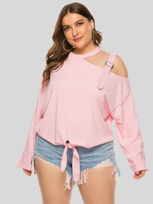 Plus Size Cold-Shoulder Tied Top - Body By J'ne