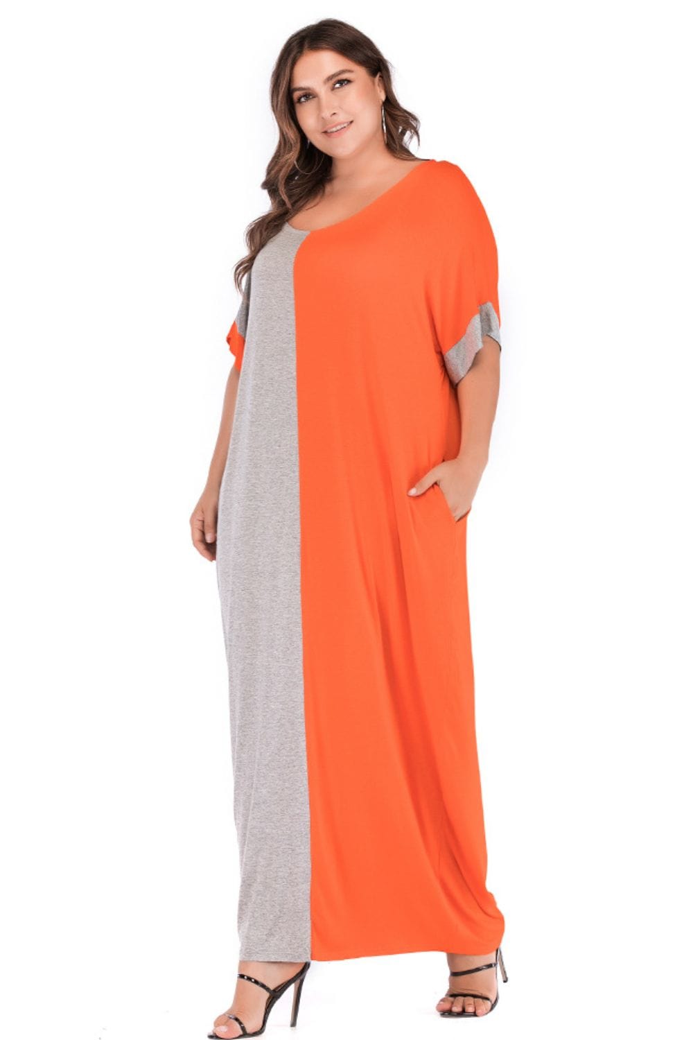 Plus Size Color Block Tee Dress with Pockets - Body By J'ne