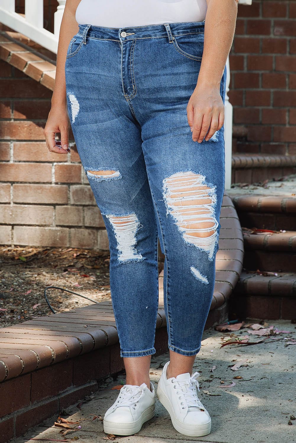 Plus Size Distressed Skinny Jeans - Body By J'ne