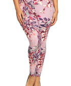 Plus Size Floral Print, Full Length Leggings In A Slim Fitting Style With A Banded High Waist - Body By J'ne
