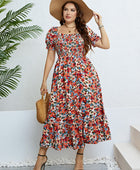 Plus Size Floral Smocked Square Neck Dress - Body By J'ne