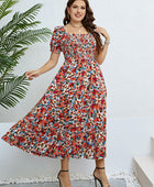 Plus Size Floral Smocked Square Neck Dress - Body By J'ne