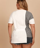 Plus Size Gingham Color Block Asymmetrical T-Shirt - Body By J'ne