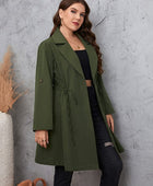 Plus Size Lapel Collar Roll-Tab Sleeve Trench Coat - Body By J'ne