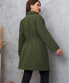 Plus Size Lapel Collar Roll-Tab Sleeve Trench Coat - Body By J'ne