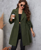 Plus Size Lapel Collar Roll-Tab Sleeve Trench Coat - Body By J'ne