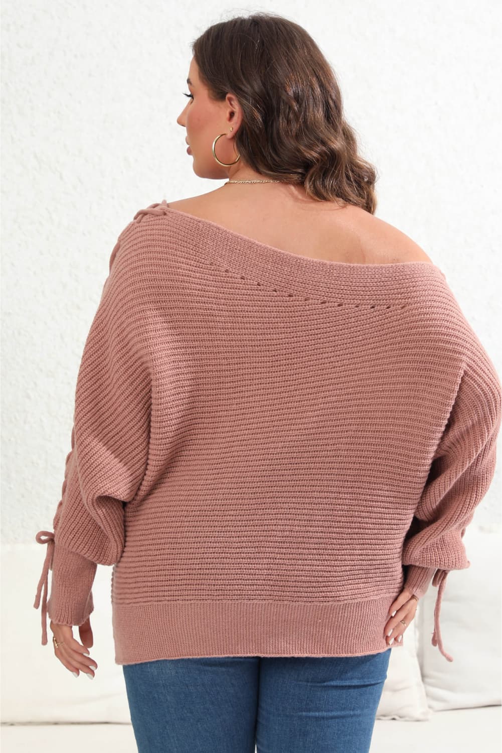 Plus Size One Shoulder Beaded Sweater - Body By J'ne