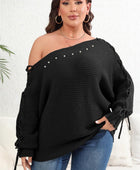 Plus Size One Shoulder Beaded Sweater - Body By J'ne