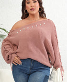 Plus Size One Shoulder Beaded Sweater - Body By J'ne