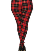 Plus Size Plaid & Checkered Print, Full Length Leggings In A Fitted Style - Body By J'ne