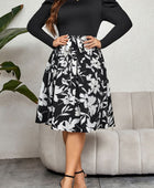 Plus Size Round Neck Puff Sleeve Printed Dress - Body By J'ne