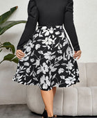 Plus Size Round Neck Puff Sleeve Printed Dress - Body By J'ne