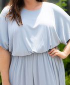 Plus Size Round Neck Split Flutter Sleeve Maxi Dress - Body By J'ne