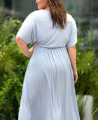 Plus Size Round Neck Split Flutter Sleeve Maxi Dress - Body By J'ne