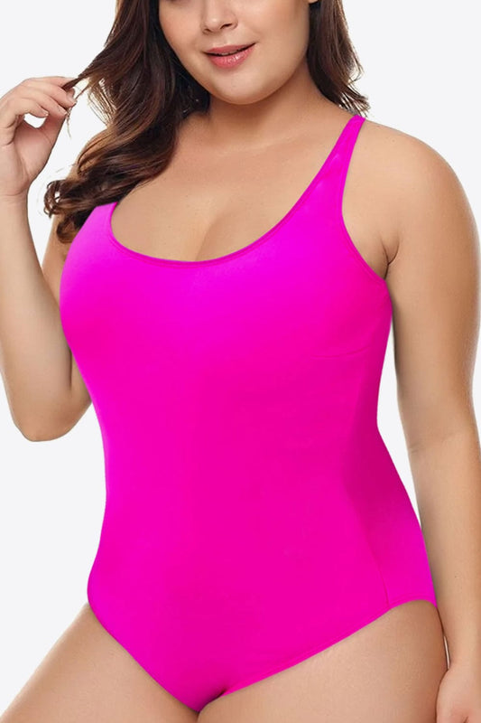 Plus Size Scoop Neck Sleeveless One-Piece Swimsuit - Body By J'ne