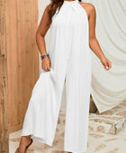 Plus Size Sleeveless Halter Neck Wide Leg Jumpsuit - Body By J'ne