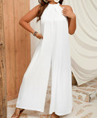 Plus Size Sleeveless Halter Neck Wide Leg Jumpsuit - Body By J'ne
