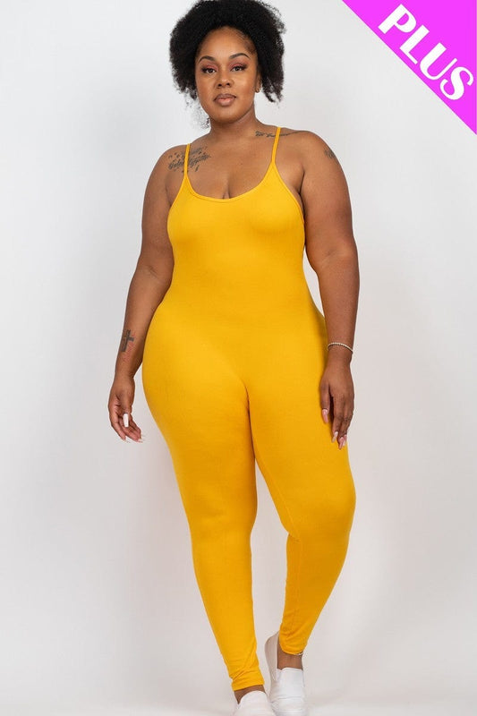 Plus Size Solid Bodycon Cami Jumpsuit - Body By J'ne