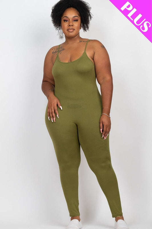 Plus Size Solid Bodycon Cami Jumpsuit - Body By J'ne