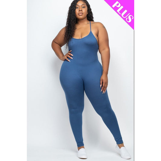 Plus Size Solid Bodycon Cami Jumpsuit - Body By J'ne