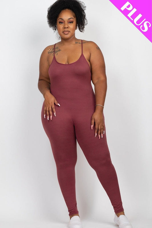 Plus Size Solid Bodycon Cami Jumpsuit - Body By J'ne