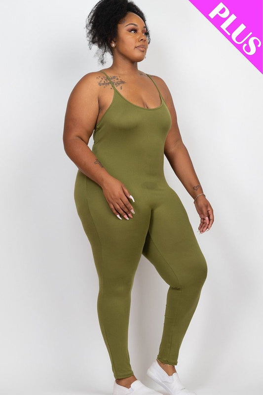 Plus Size Solid Bodycon Cami Jumpsuit - Body By J'ne