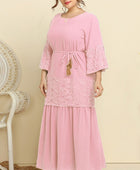 Plus Size Spliced Lace Tassel Belted Dress - Body By J'ne