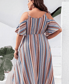Plus Size Striped Cold-Shoulder Dress - Body By J'ne