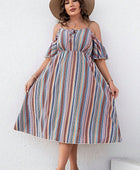 Plus Size Striped Cold-Shoulder Dress - Body By J'ne