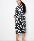 Polka Dot Drop Waist Ruched Midi Dress - Body By J'ne