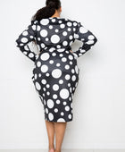 Polka Dot Drop Waist Ruched Midi Dress - Body By J'ne