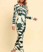 Printed Backless Long Sleeve Maxi Dress - Body By J'ne