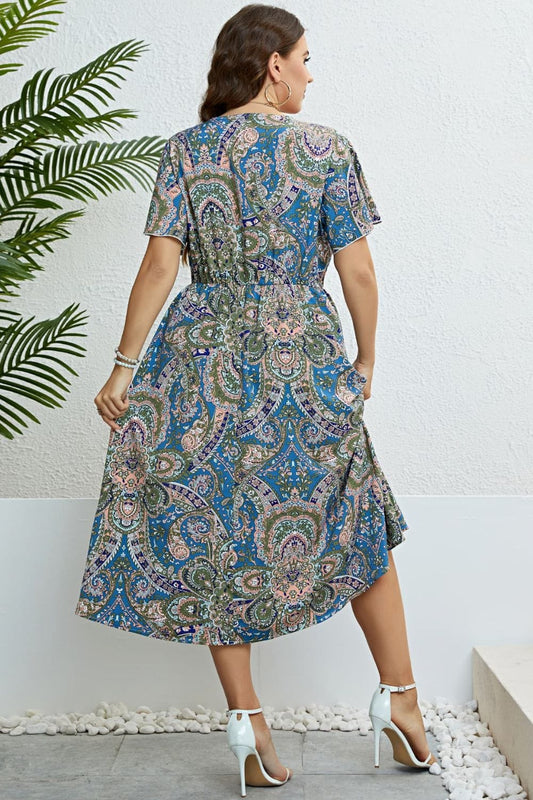 Printed Flutter Sleeve Midi Dress - Body By J'ne