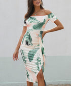 Printed Off-Shoulder Split Dress - Body By J'ne