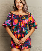 Printed Tied Flounce Sleeve Romper - Body By J'ne