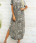 Printed V-Neck Curved Hem Dress - Body By J'ne