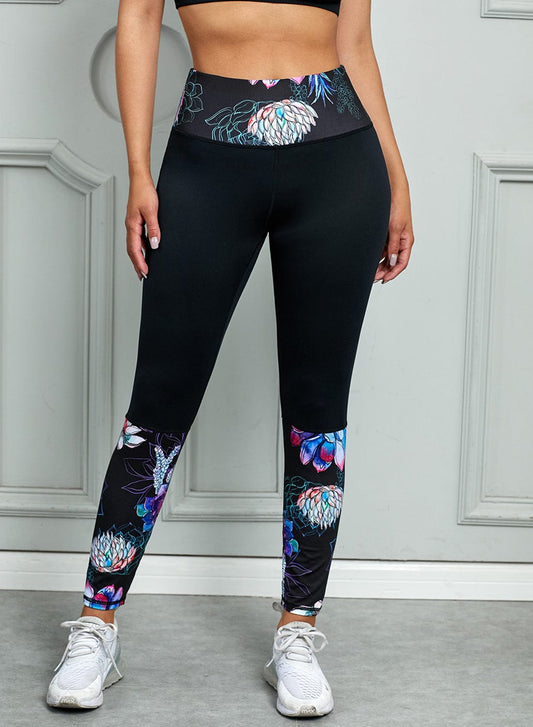 Printed Wide Waistband Active Leggings - Body By J'ne