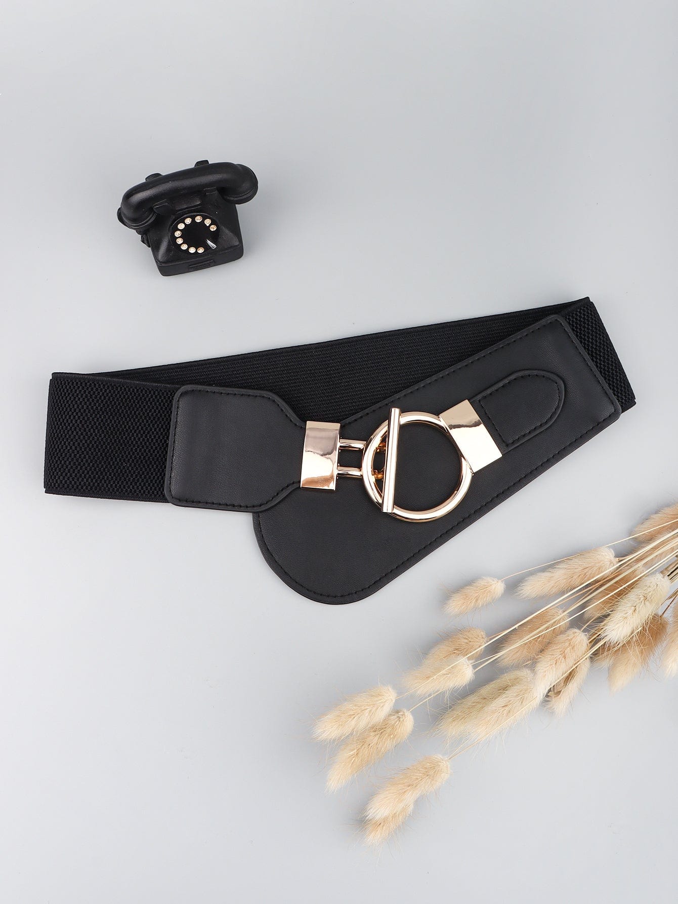 PU Elastic Wide Belt with Alloy Buckle - Body By J'ne
