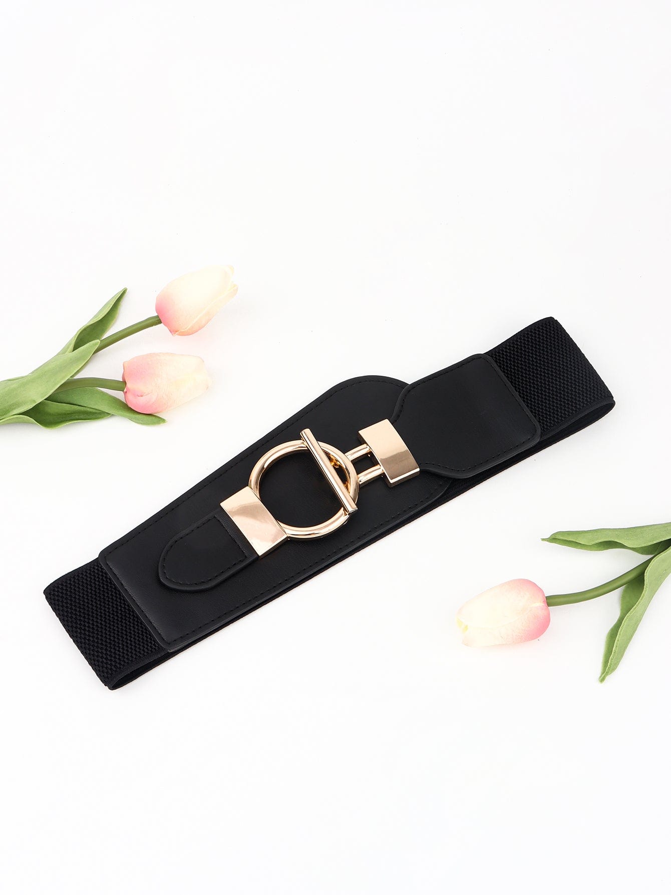 PU Elastic Wide Belt with Alloy Buckle - Body By J'ne