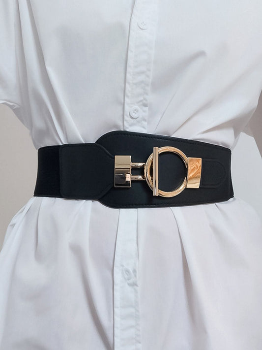 PU Elastic Wide Belt with Alloy Buckle - Body By J'ne