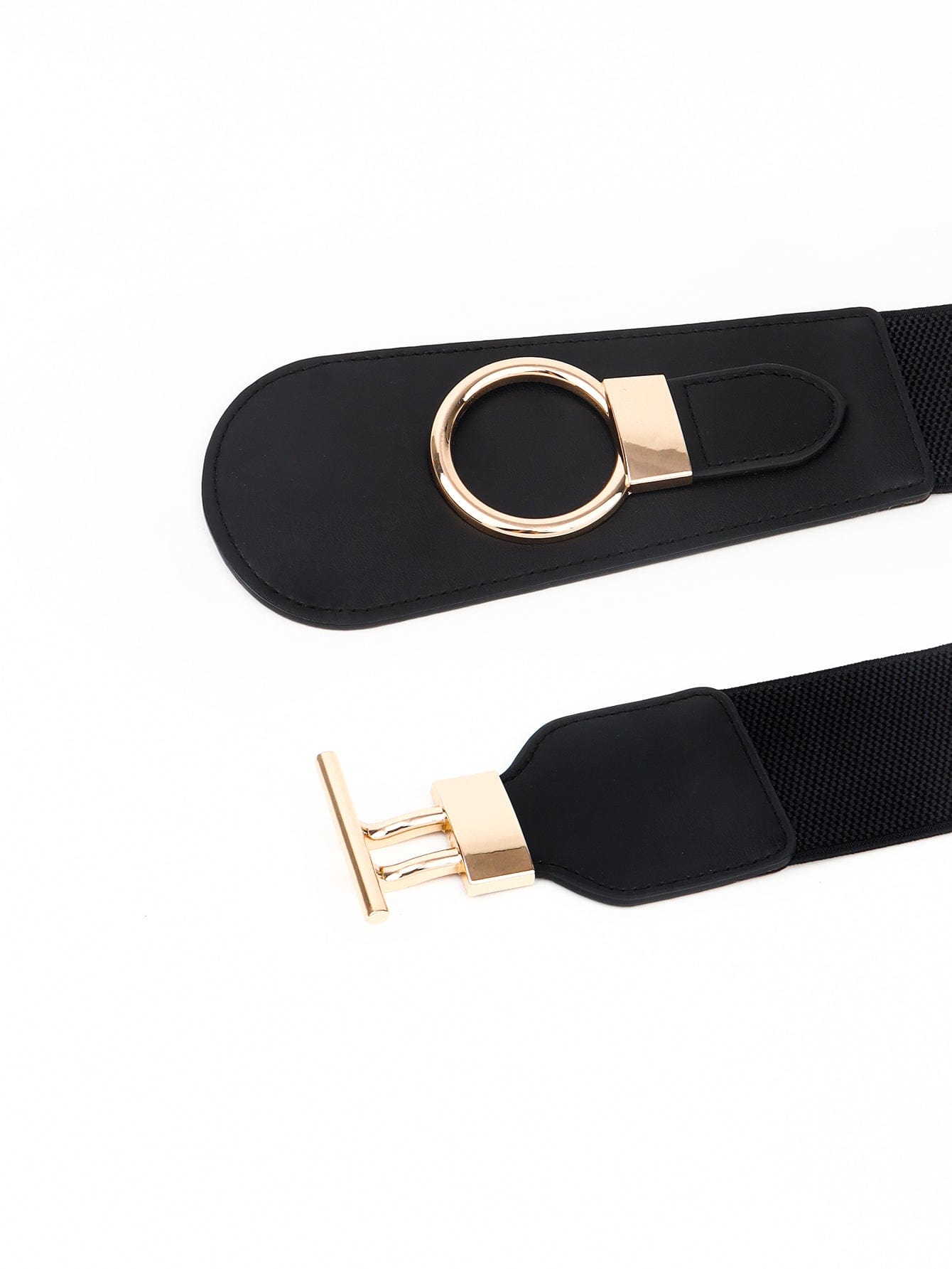 PU Elastic Wide Belt with Alloy Buckle - Body By J'ne