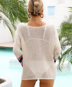 Rainbow Stripe Openwork Boat Neck Cover-Up - Body By J'ne