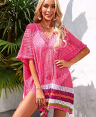 Rainbow Stripe Openwork Slit Cover-Up - Body By J'ne