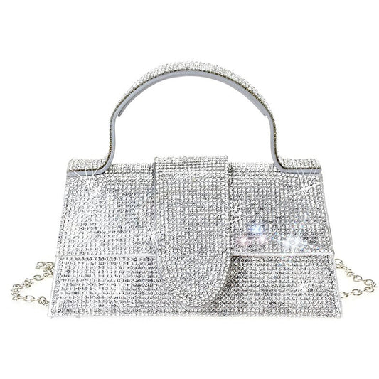 Rhinestone Allover Chic Design Handle Bag - Body By J'ne