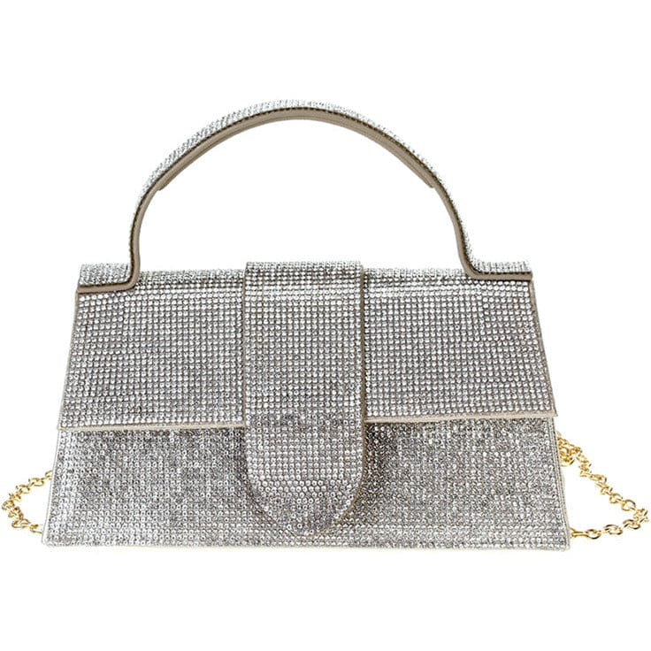 Rhinestone Allover Chic Design Handle Bag - Body By J'ne