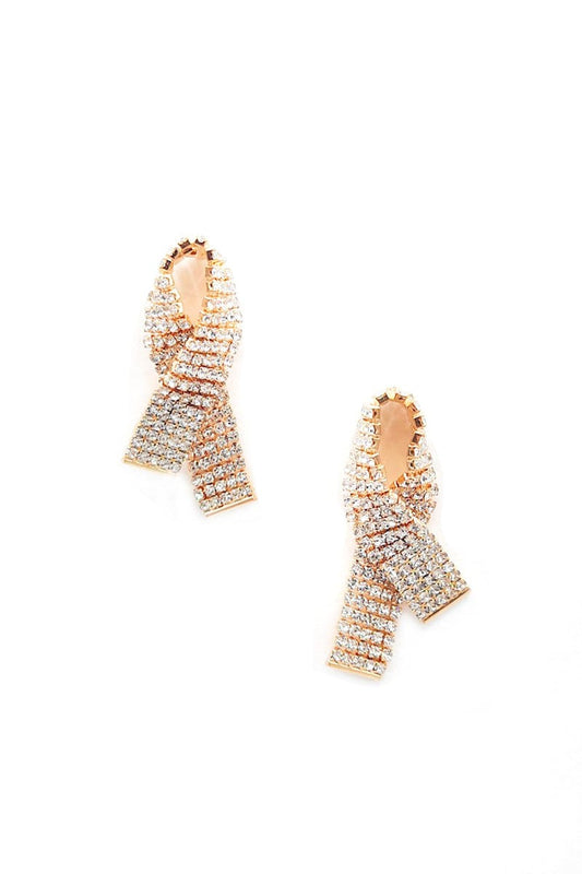 Rhinestone Awarness Bow Earring - Body By J'ne